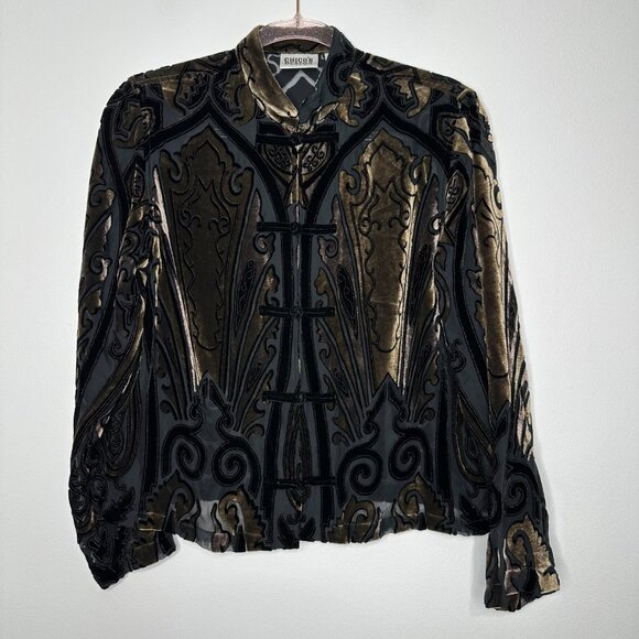 Chicos Design Velvet Burnout Topper Asian Inspired - Picture 1 of 14